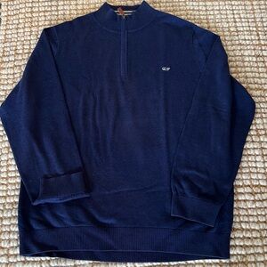 Vineyard Vines Mens Navy Blue Quarter Zip Up Sweater XL 100% Cotton